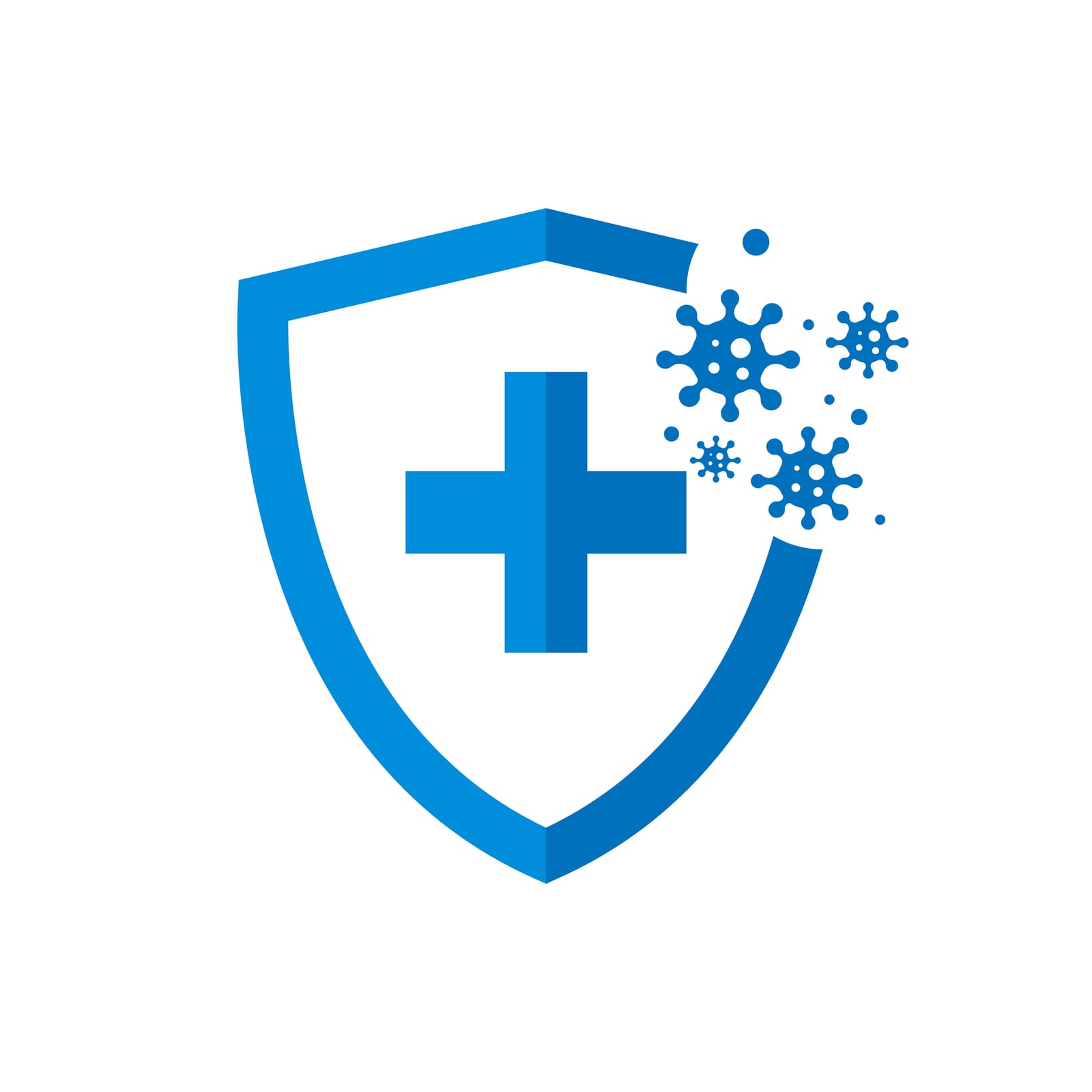 Escudo azul con una cruz como símbolo del sistema inmunitario